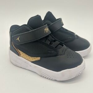 Nike Jordan Max Aura Toddler Sneakers - Size 7C - Black Gold White Basketball